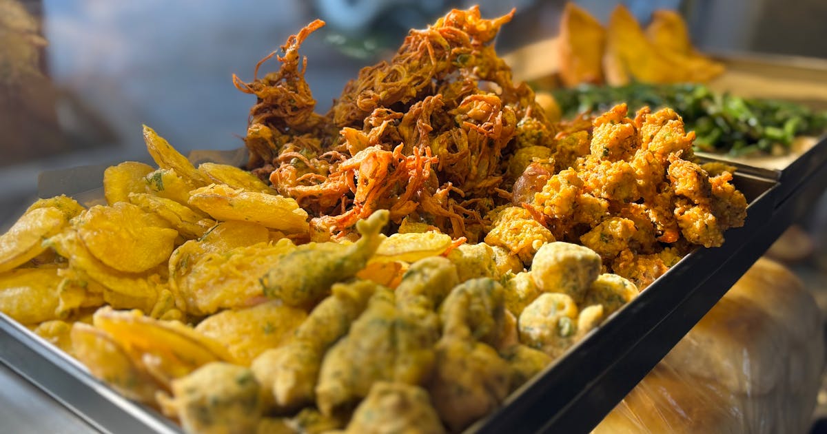 Assorted Indian street food snacks at a Mumbai stall